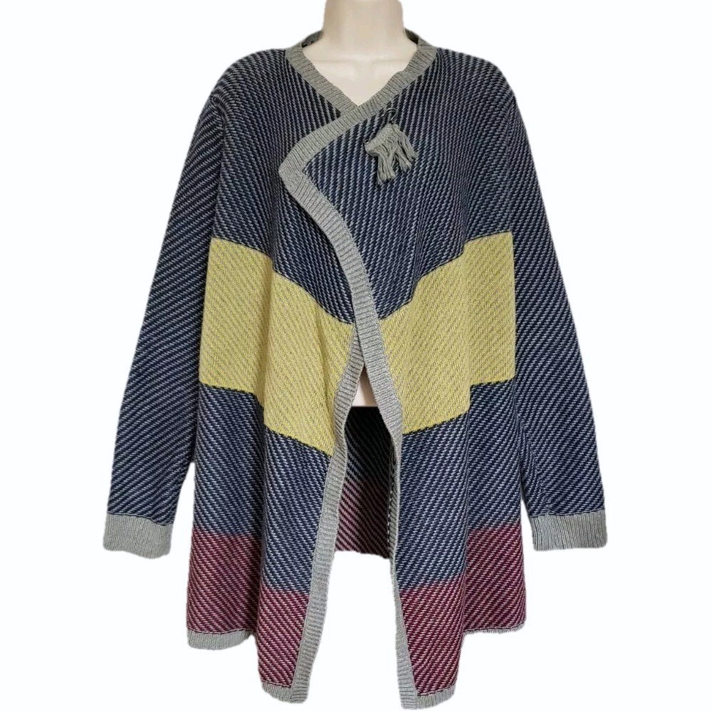 Cabi Women's Multicolor Stripe Open Front Cardigan‎ Sweater Size Medium